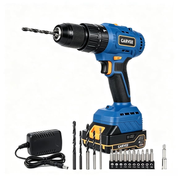 Brushless Hammer Drill, 531 in.lbs, 24000 BPM, 2 Variable Speeds, 1/2" Keyless All-Metal Chuck, 2.0Ah Battery, 20+1+1 Clutch, Impact Drill Kit with 16 Drill/Driver Bits for Drilling Brick Wall, Wood