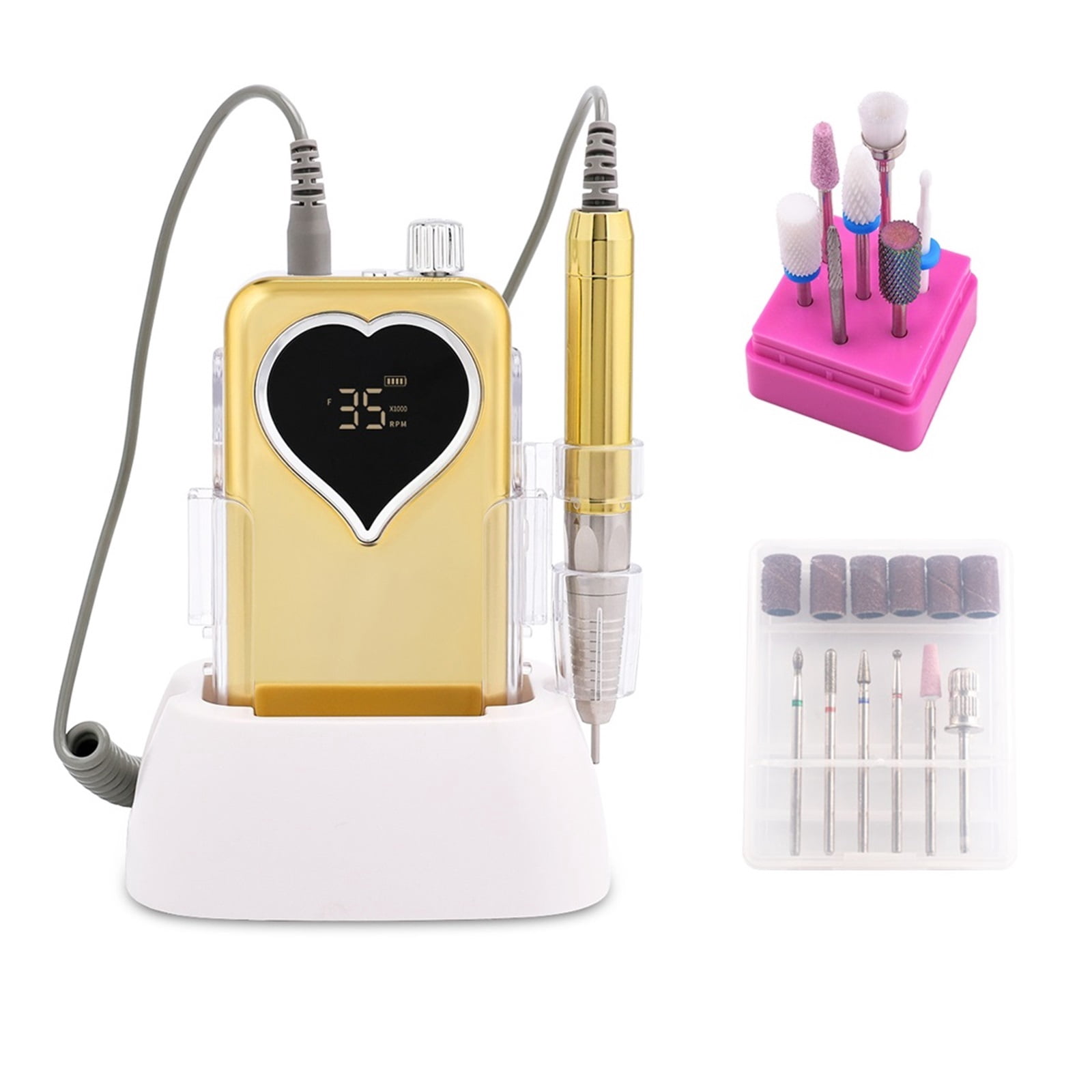 Brushless Handpiece 35000RPM Portable Desktop Cordless Electric Nail Drill Polisher Manicure, Rechargeable Electric Nail Drill Machine For Home And Salon ,Lightweight and Portable