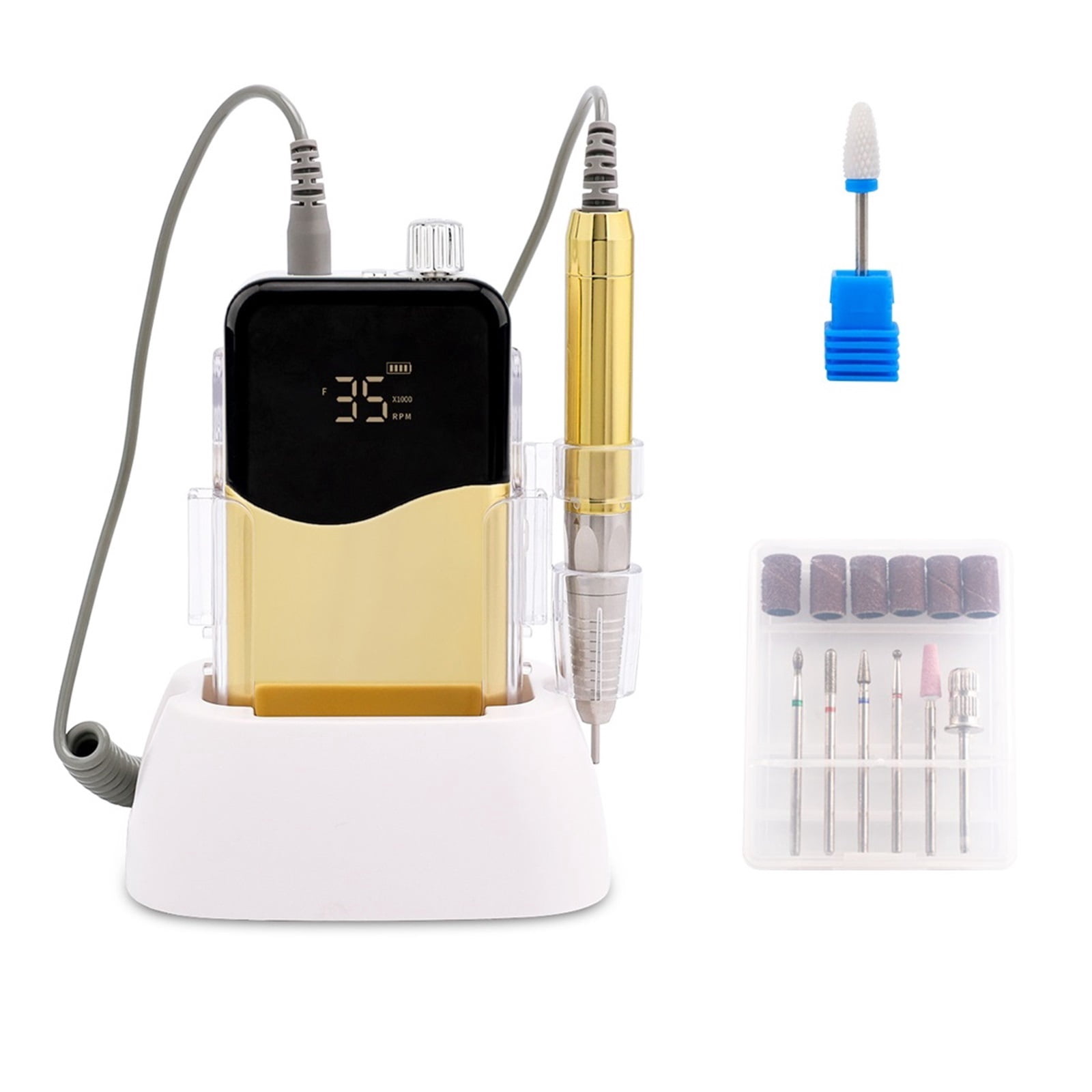 Brushless Handpiece 35000RPM Portable Desktop Cordless Electric Nail Drill Polisher Manicure, Rechargeable Electric Nail Drill Machine For Home And Salon ,Lightweight and Portable