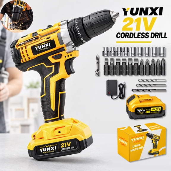 Brushless Impact Wrench with Electric Drill, Portable Power Tool Combo for Home and Garage Projects, Practical for Drilling, Fastening, Furniture Assembly, Household Maintenance and Everyday
