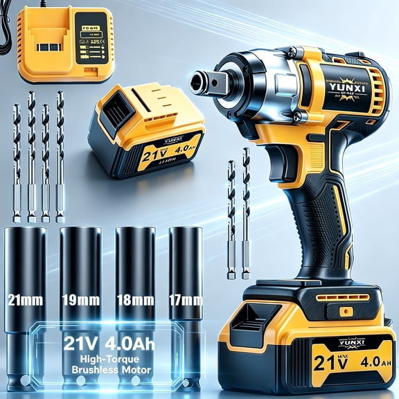 Brushless Impact Wrench, High Torque 1/2 Inch Impact Gun Variable Speed for Car Truck Mower Repair
