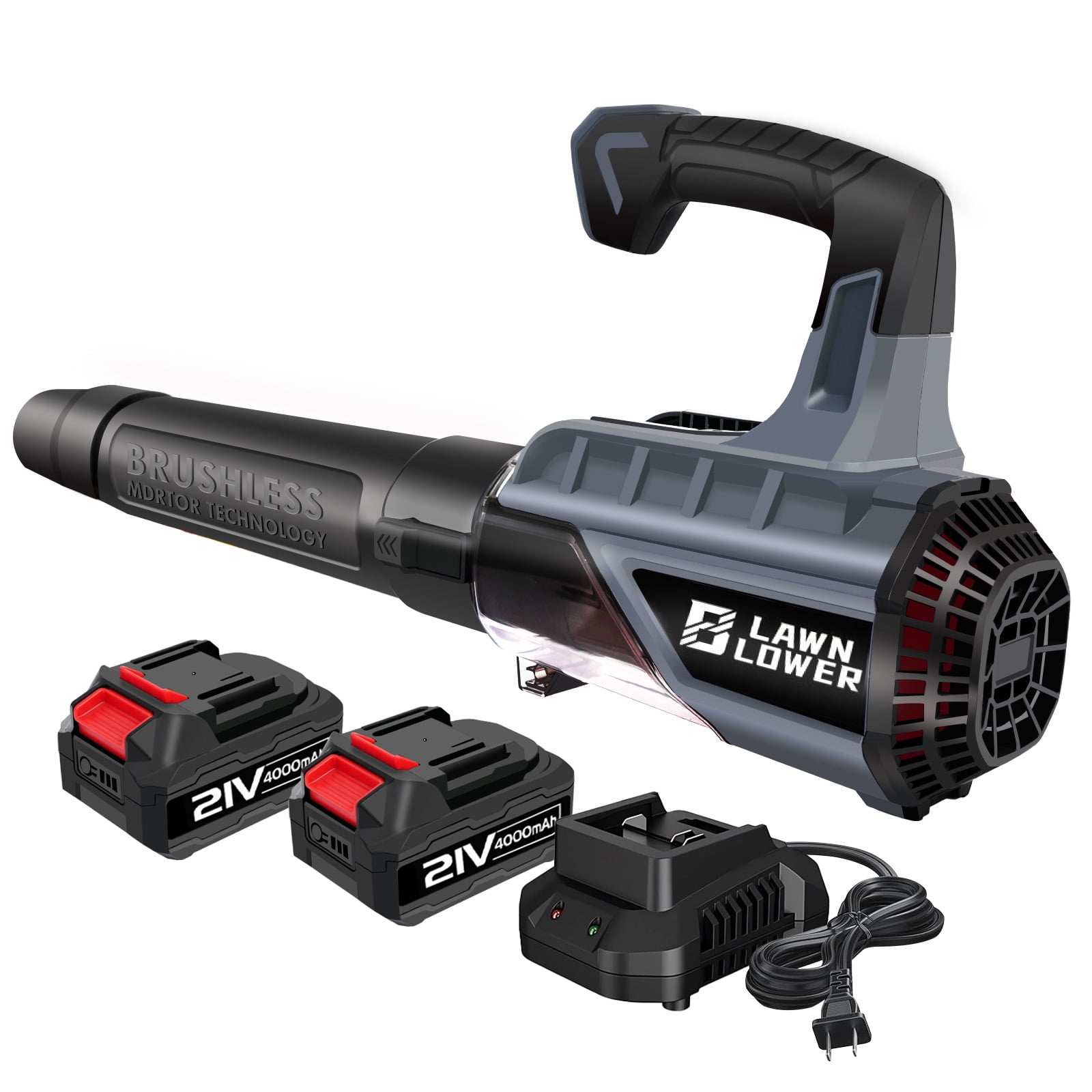 Brushless Leaf Blower Cordless, 650CFM/180MPH & 2 Speed Levels, Electric Cordless Leaf Blower with 2X4.0Ah Battery Powered, Blowers for Lawn Care Snow Leaves Blowing