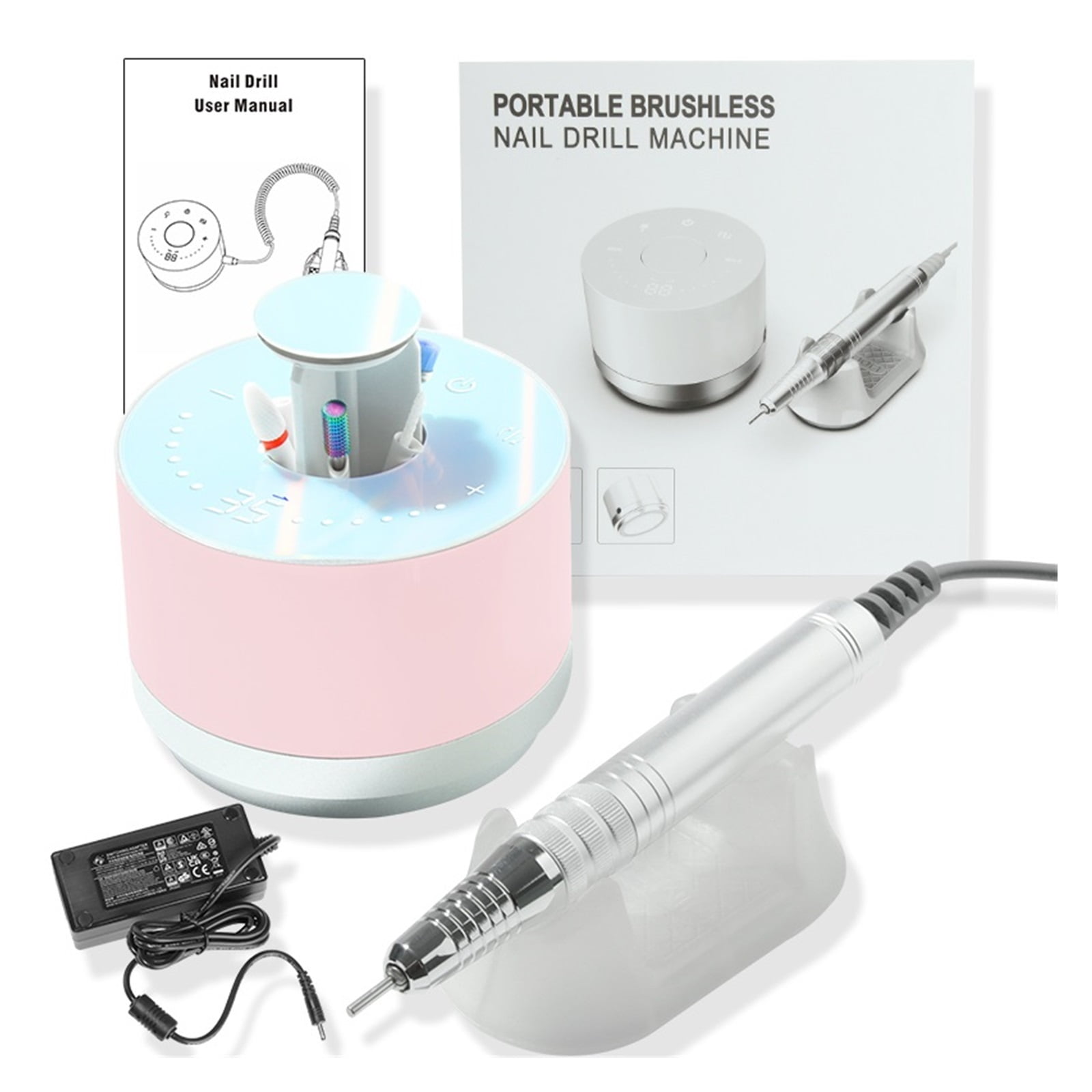 Brushless Nail Drill Manicure Machine, 35000RPM Professional Electric Nail Sander, Lower Noise With Hidden Lift Storage ,Low Noise