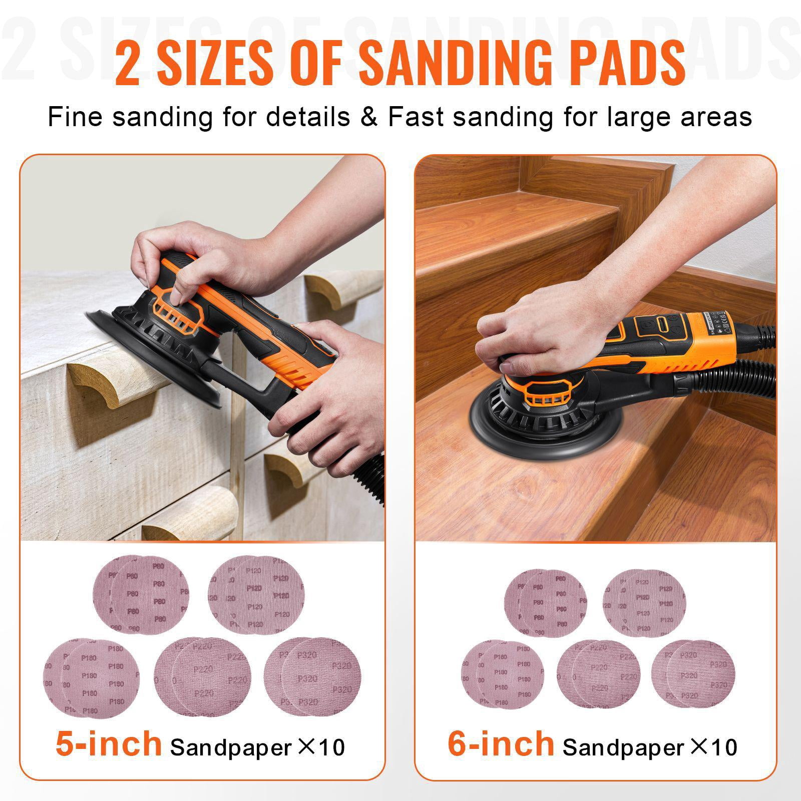 Brushless Orbital Sander 5 Inch 6 Inch 10000 RPM 6 Speed
