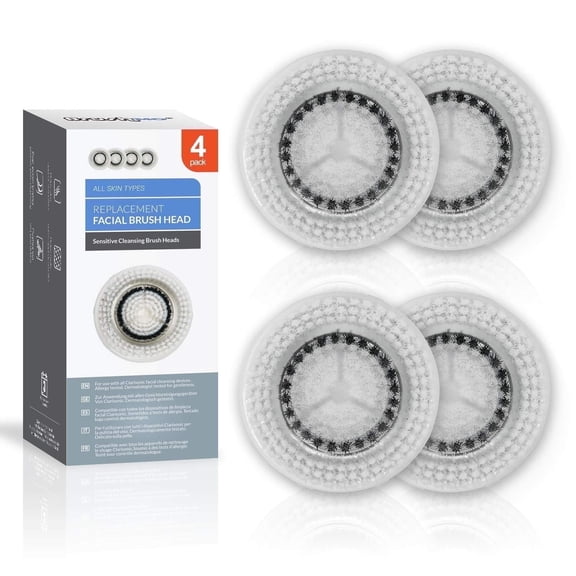 Brushmo Gentle Clean for Sensitive Skin Facial Cleansing Brush Head Refills Compatible with Clarisonic, 4‑Pack