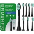 thumbnail image 1 of Brushmo Plaque Control Replacement Toothbrush Heads Compatible with Philips Sonicare Click-On Handles, Soft DuPont Bristles, BM928blk, 8-Pack, Black, 1 of 9