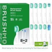 Brushmo Variety Replacement Toothbrush Heads Compatible with Philips Sonicare Click-on Handles, BM928+2, 10-Pack, White