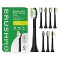 thumbnail image 1 of Brushmo Whitening Replacement Toothbrush Heads Compatible with Philips Sonicare Click-on Handles, Medium-Firm Diamond-Shaped DuPont Bristles, BM668BK, 8-Pack, Black, 1 of 7