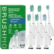 Brushmo e-Series Variety Replacement Toothbrush Heads, Compatible with Philips Sonicare Screw-on Toothbrush Handles, 6 Variety Heads (Standard, Compact & Sensitive), Dupont Bristles, BM724+2, White