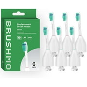 Brushmo Standard Size Replacement Toothbrush Heads Compatible with Philips Sonicare e-Series HX7022, 6 pk