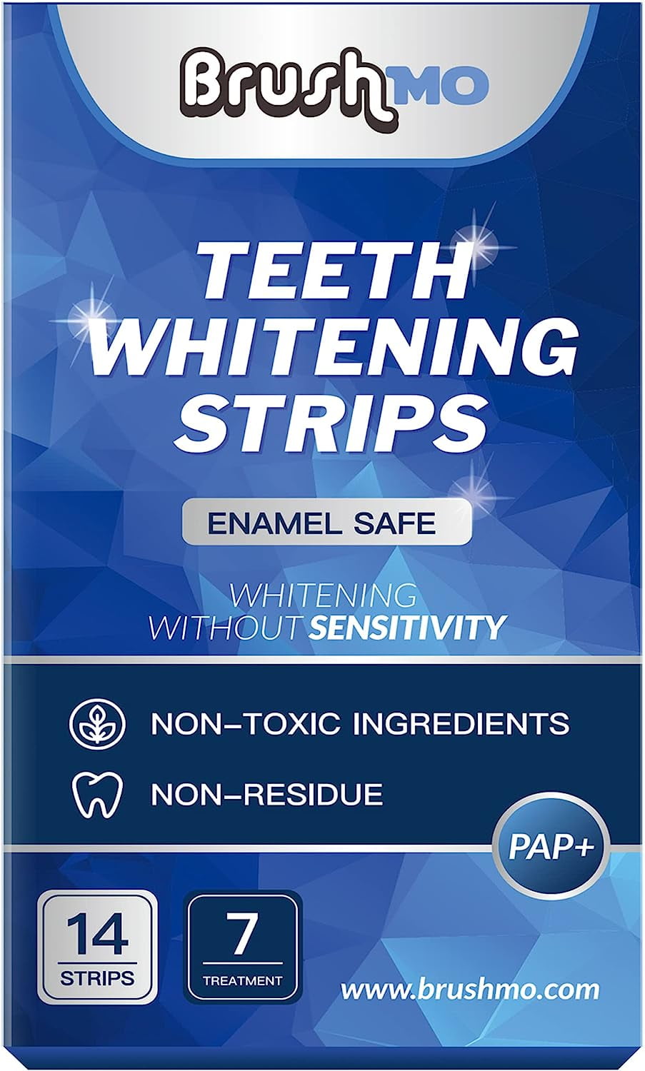 Brushmo Teeth Whitening Strips, Enamel Safe, Sensitivity Free, 21