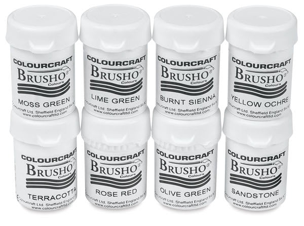 Brusho Crystal Colours - Set of 8, Assorted Colors, 15 g pots
