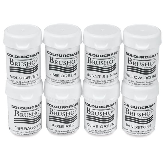 Brusho Crystal Colours - Set of 8, Assorted Colors, 15 g pots