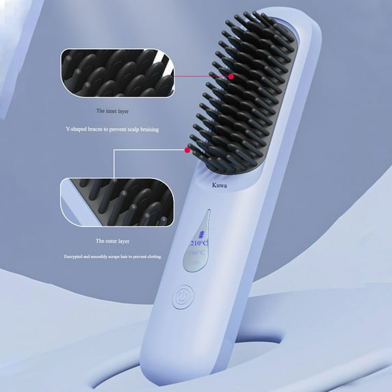 Brusho Hair Pro Cordless Hair Straightener Brush Portable Curling Device for Effortless Styling and Results