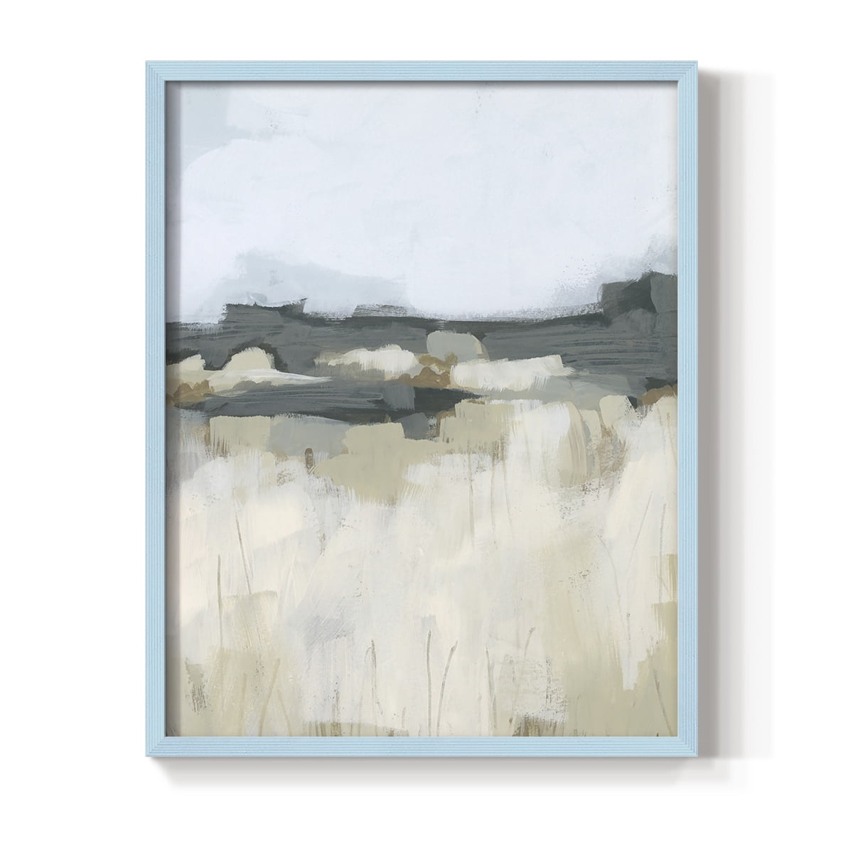 Brushstroke Badlands I Framed Print in Blue Solid Wood Framed Print No Nail Hanging