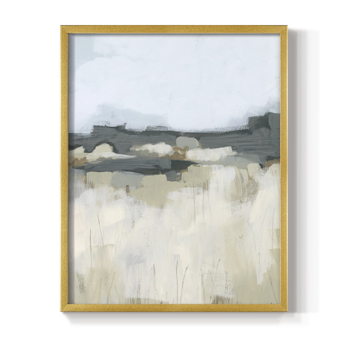 Brushstroke Badlands I Framed Print in Gold Solid Wood Framed Print No Nail Hanging