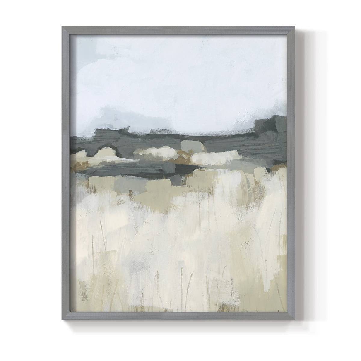 Brushstroke Badlands I Framed Print in Gray Solid Wood Framed Print No Nail Hanging