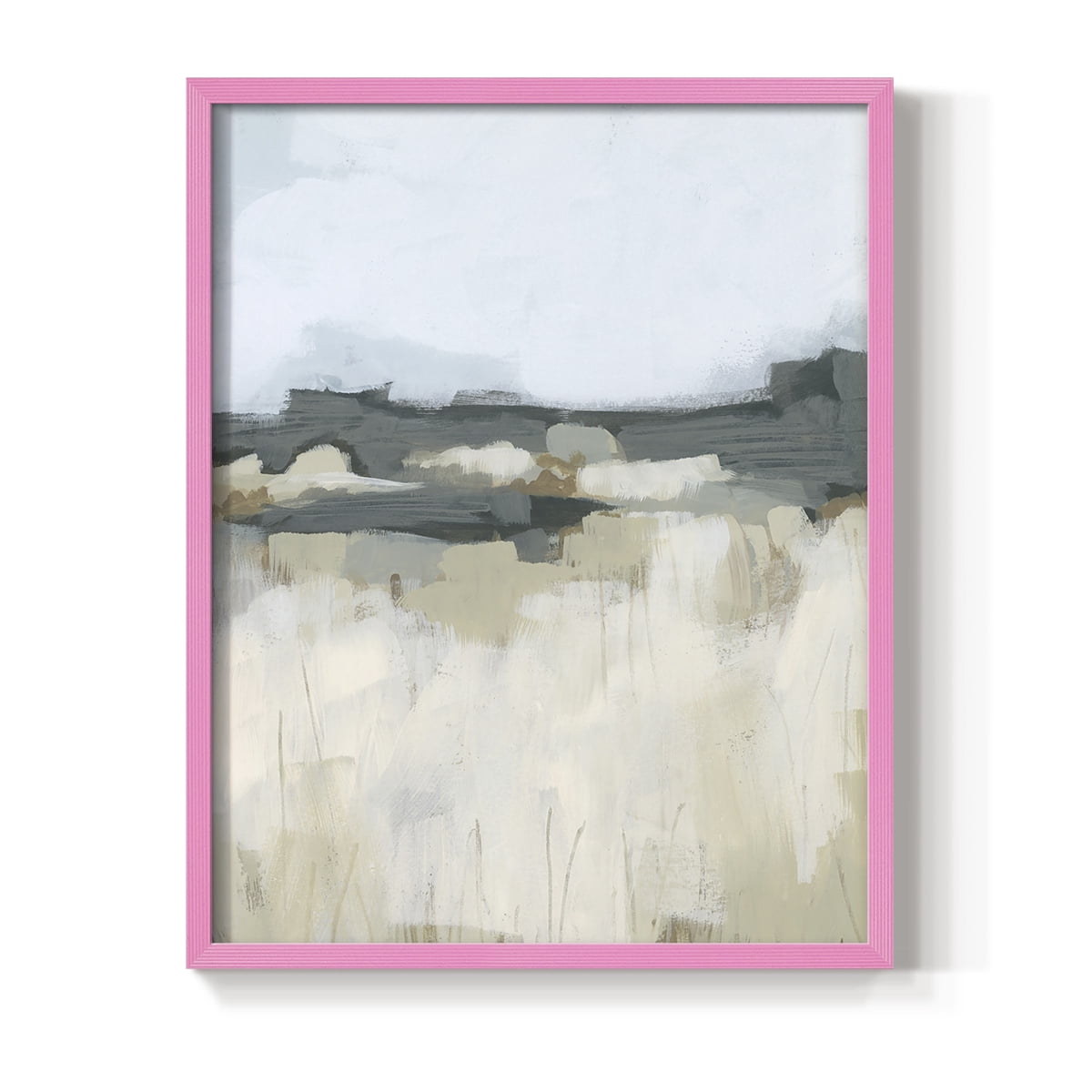 Brushstroke Badlands I Framed Print in Pink Solid Wood Framed Print No Nail Hanging