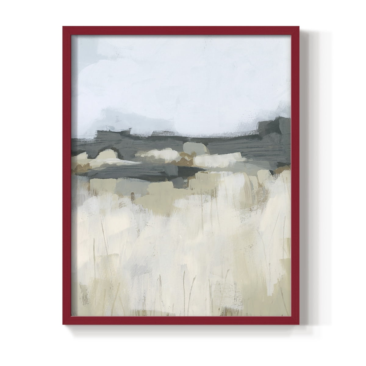 Brushstroke Badlands I Framed Print in Red Solid Wood Framed Print No Nail Hanging