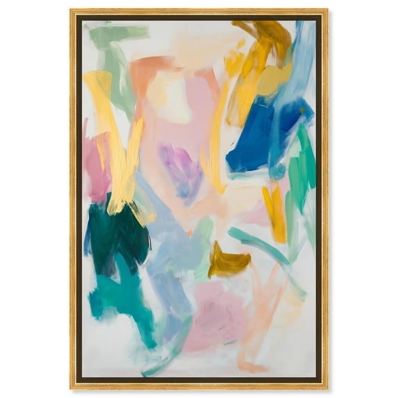 Brushstroke Bliss Canvas Modern Color Abstract by Art Remedy, Gold Frame, 36" x 54"