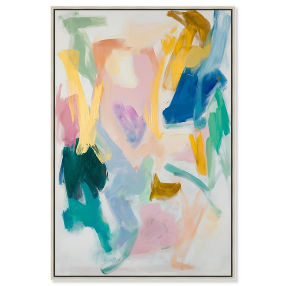 Brushstroke Bliss Canvas Modern Color Abstract by Art Remedy, Silver Frame, 36" x 54"