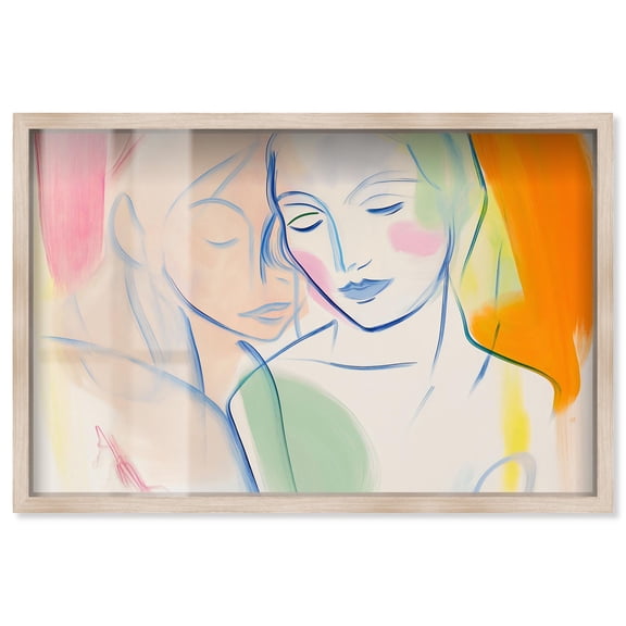 Brushstroke Bond Shadowbox Print Maximalist Wall Decor by Art Remedy, Blonde Frame, 15 x 10
