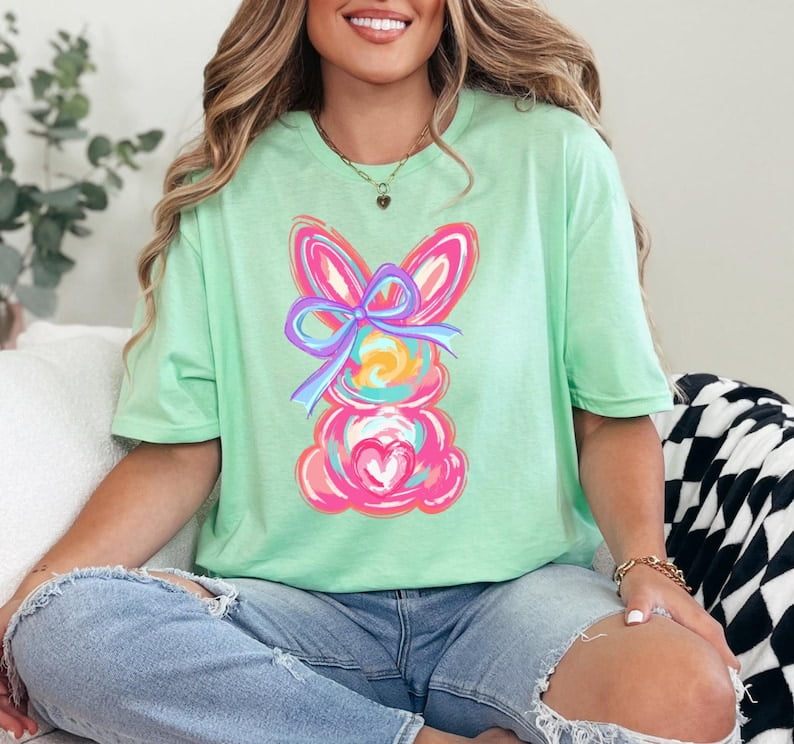 Melon Easter Bunny with Bow Short Sleeve T main image 1