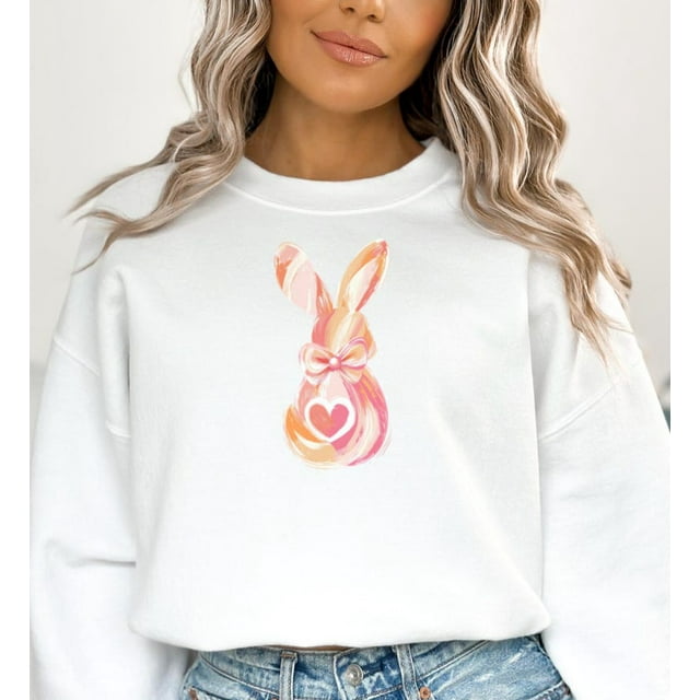 Brushstroke Bunny Easter Unisex Softstyle T-Shirt, Bunny Coquette Bow ...
