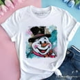 thumbnail image 1 of Brushstroke Cute Snowman T-Shirt, Preppy Merry Christmas Glitter Holiday Tee, 1 of 8