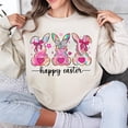 thumbnail image 1 of Brushstroke Easter Bunny Sweatshirt, Preppy Easter Bunny Shirt, Easter Glitter Sweatshirt, Coquette Bow Sweatshirt, Girly Easter Apparel for Women, 1 of 5