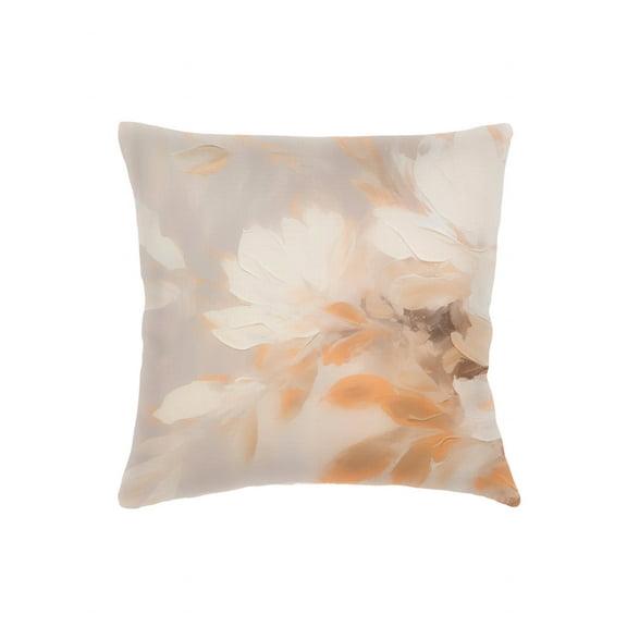Brushstroke Floral Beige Linen Euro Pillow 26x26 Down Alternative
