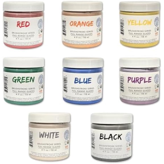 - Brushstroke Series - Variety Set of Wonderful Vibrant Glaze Colors - Wide Firing Range - Fire to Low or High Temperatures - Low Fire to Mid Fire - Mix to Create More Colors$$Art & Craft