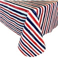 thumbnail image 1 of Brushstroke Stripe Red, White and Blue Patriotic 60 x 84 inch Rectangle Vinyl Tablecloth With Flannel Backing, 1 of 6