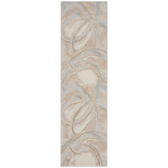 Nourison Splash 2'2" x 7'6" Beige Gray Modern Indoor Fabric Rug