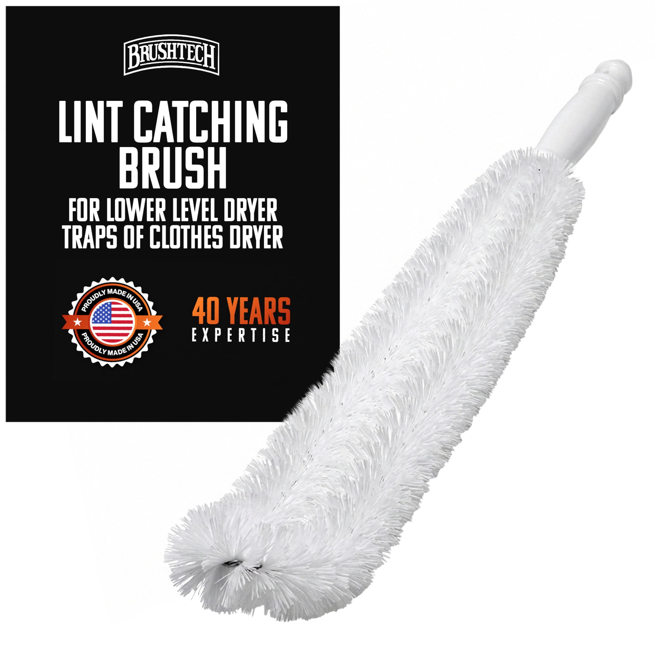 Brushtech Dryer Care Heavy Duty Lint Catching Brush – Narrow Deep-Reach Appliance Cleaner for Lower Dryer Traps, Effectively Removes Lint, Dust & Debris, Built with Durable Plastic & Wire