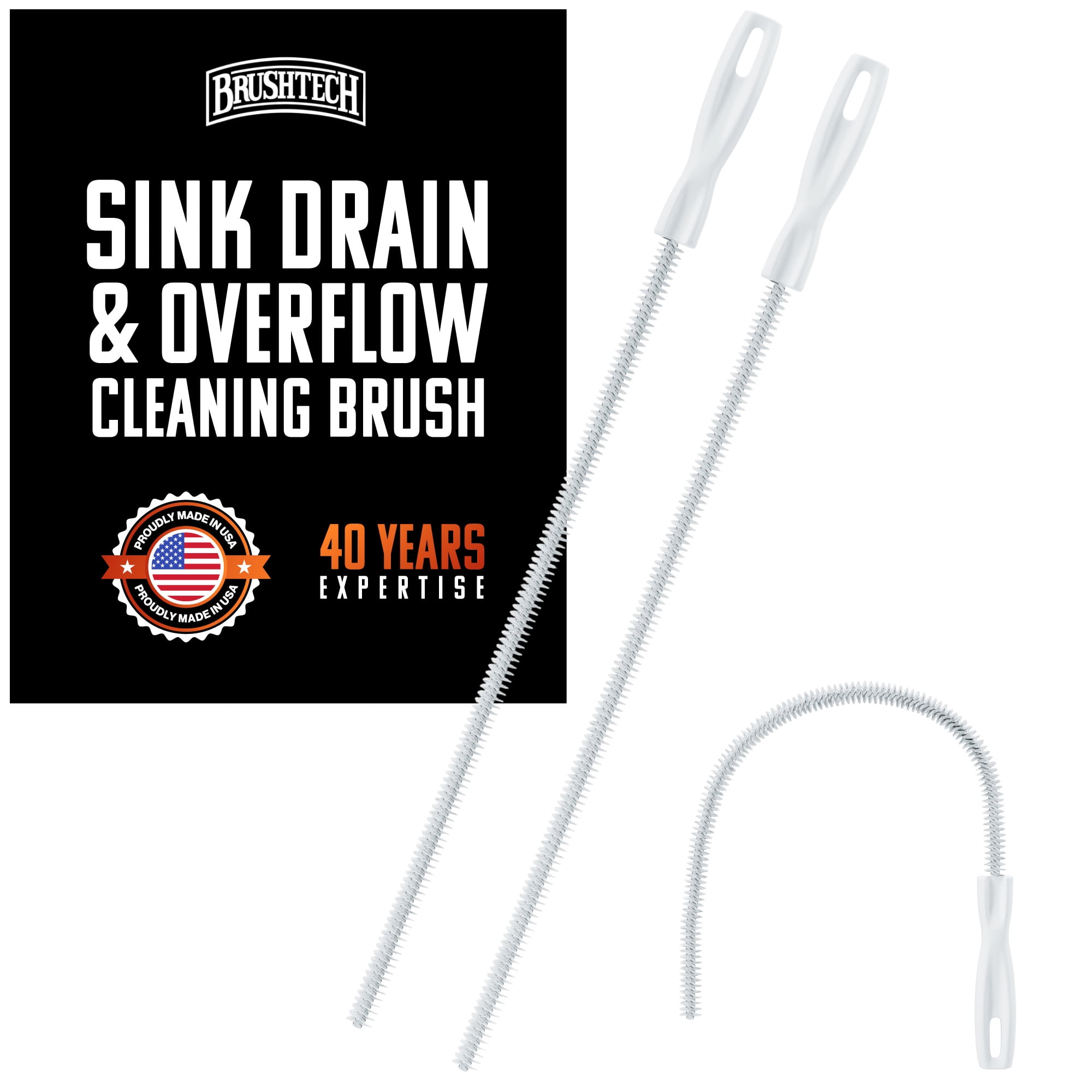 Brushtech Sink Drain & Overflow Cleaning Brush - Thin & Flexible Drain ...