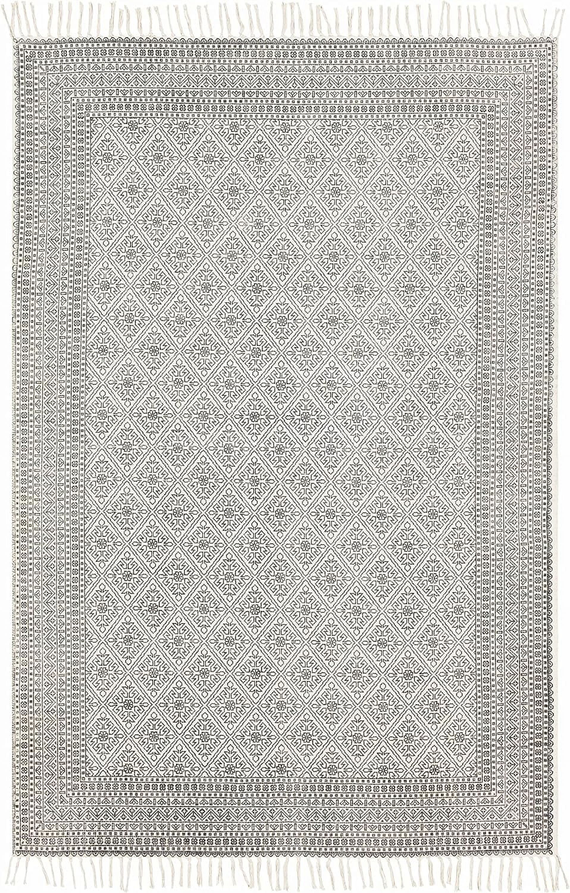 Brushton Hand Woven Moroccan Farmhouse Living Room, Cotton Area Rug