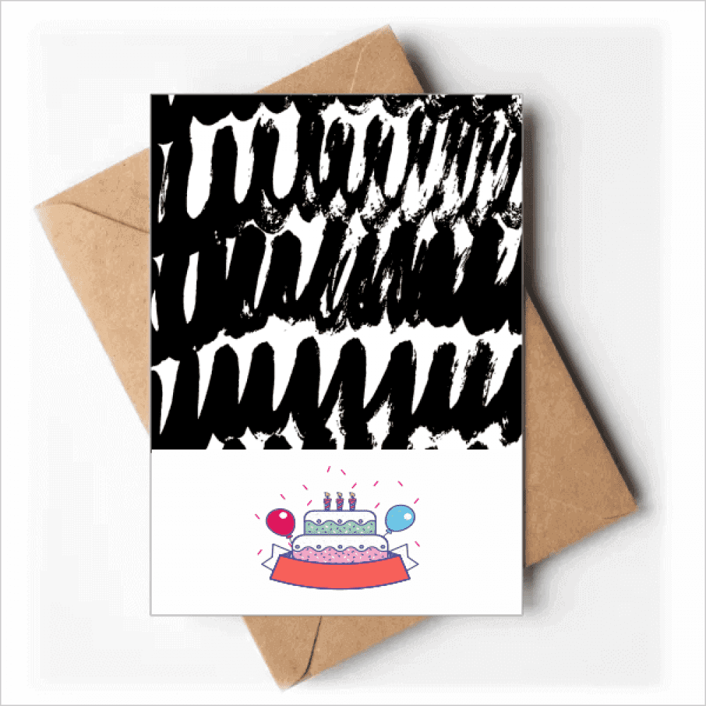 Brushwork Curve Texture Art Deco Fashion Happy Birthday Greeting Cards Envelopes Blank