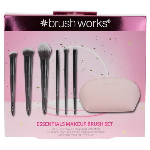 Brushworks Les Essentiels Make-Up Set 7-Piece Face & Eye Brush Collection, Precision Application