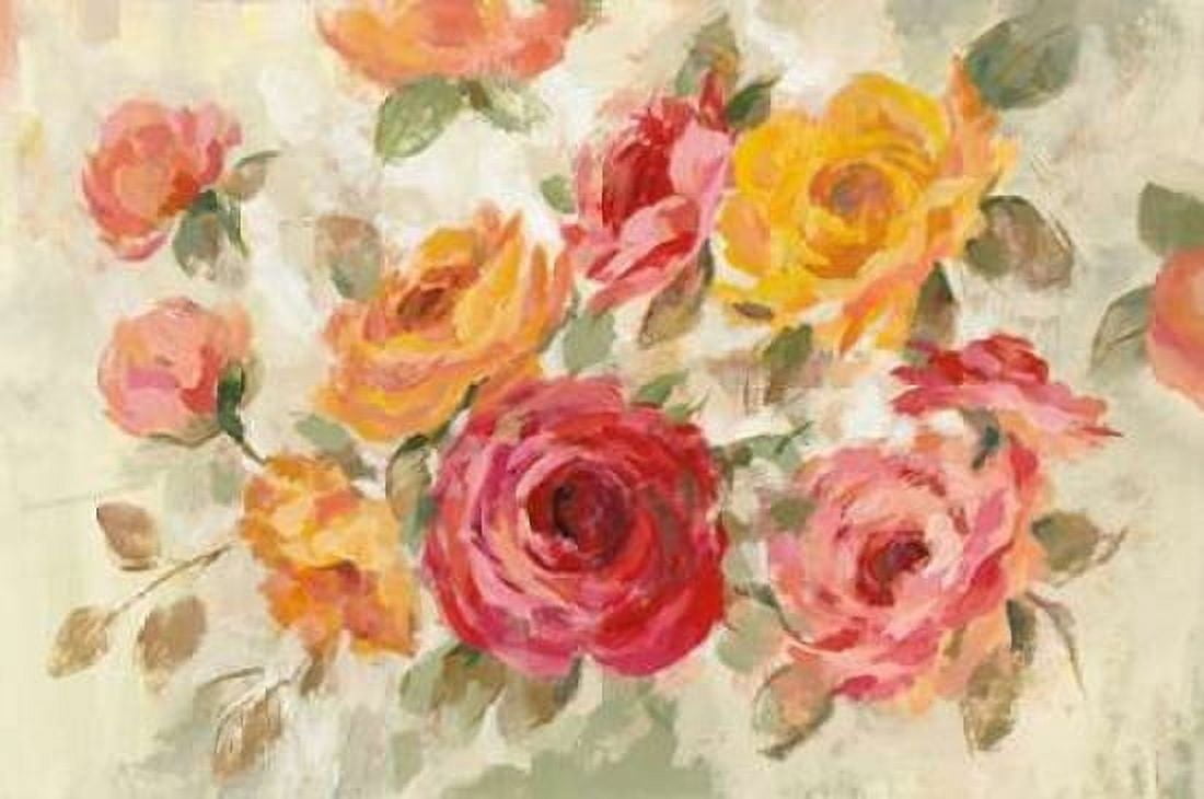 Brushy Roses Canvas Art - Silvia Vassileva (12 x 18)