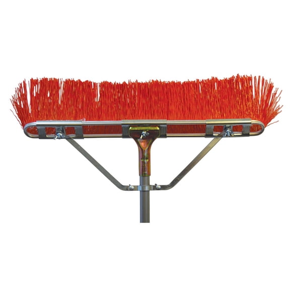 Bruske Street Sweep Push Broom Steel Handle - Heavy Duty, Stiff Bristle - 23 In. x 65 In. Residential Use, Standard Application