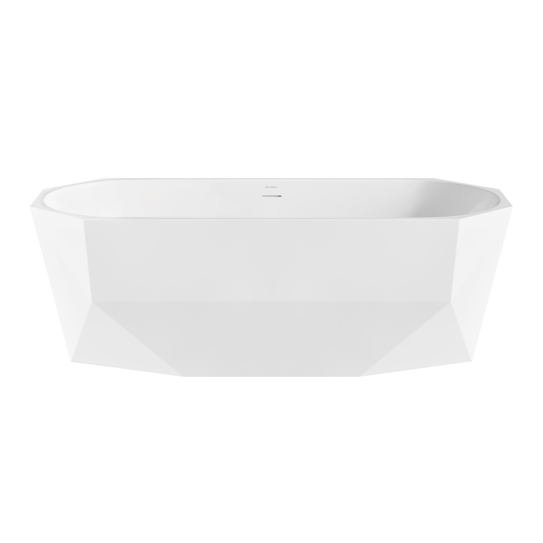 Brusque 67" Diamond Shaped Soaking Freestanding Bathtub in Glossy White, Drain Included