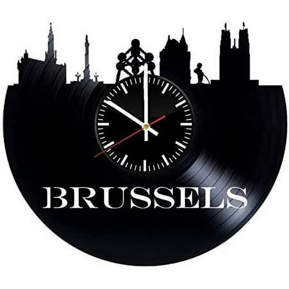 Brussel City Belgium Vinyl Wall Clock, Vinyl Record Handmade Art Decor for Home Room Kitchen, Vintage Original Gift for Any Occasion, Party Supplies Decoration
