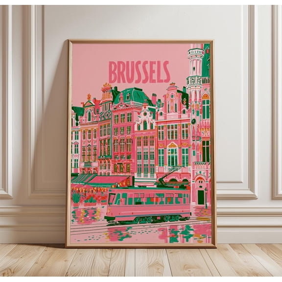 Brussels Architecture Travel City Print Tram Wall Art, Unframed Paper Print