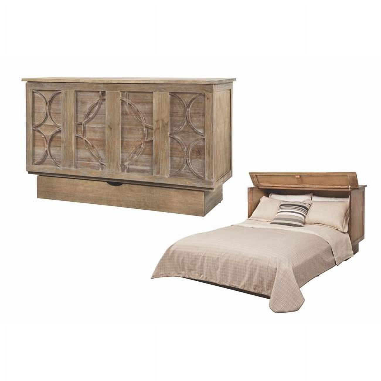 Queen Size Ash Wood Murphy Cabinet Bed with Drawer