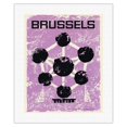thumbnail image 1 of Brussels Belgium - 1958 World’s Fair - Atomium Towers - Vintage Travel Poster c.1960 - Fine Art Rolled Canvas Print 16in x 20in, 1 of 4