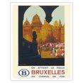 thumbnail image 1 of Brussels Belgium - Is Reached Best by Railway - The Grand Place - Vintage Travel Poster by Frank H. Mason c.1930 - Fine Art Matte Paper Print (Unframed) 16x20in, 1 of 4