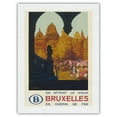 thumbnail image 1 of Brussels Belgium - Is Reached Best by Railway - The Grand Place - Vintage Travel Poster by Frank H. Mason c.1930 - Japanese Unryu Rice Paper Art Print 24 x 32 in, 1 of 4