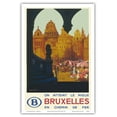 thumbnail image 1 of Brussels Belgium - Is Reached Best by Railway - The Grand Place - Vintage Travel Poster by Frank H. Mason c.1930 - Master Art Print (Unframed) 12in x 18in, 1 of 4