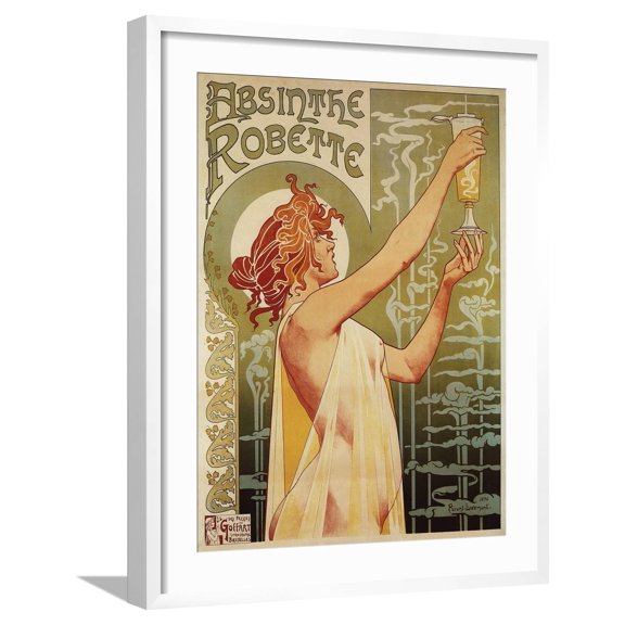 Art.com Brussels, Belgium - Robette Absinthe Advertisement Poster Art Print by Lantern Press, White Frame Wall Art, 23" x 29"